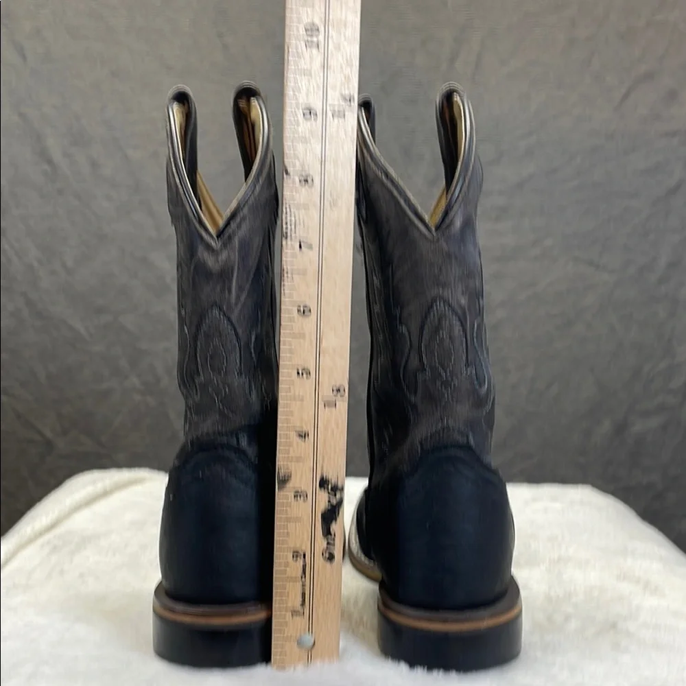 Black Western Boots with Square Toe and Sturdy‎ Soles